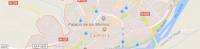 Mapa de limpieza de tuberías en Zamora